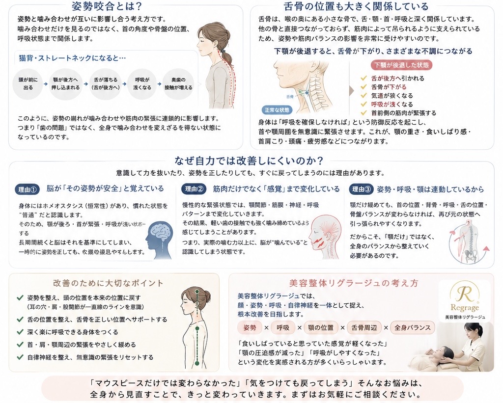 姿勢咬合と舌骨位置-美容整体リグラージュ